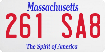 MA license plate 261SA8
