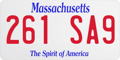 MA license plate 261SA9