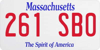 MA license plate 261SB0