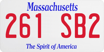 MA license plate 261SB2