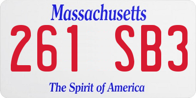 MA license plate 261SB3