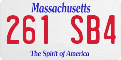 MA license plate 261SB4