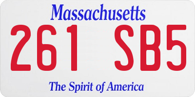 MA license plate 261SB5