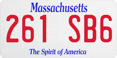 MA license plate 261SB6
