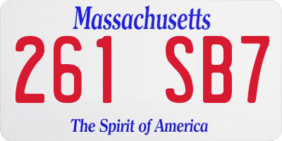 MA license plate 261SB7