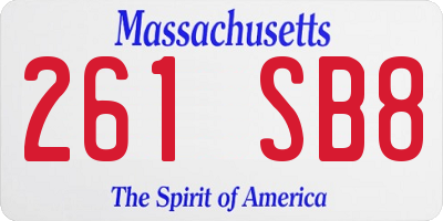 MA license plate 261SB8