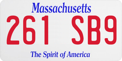 MA license plate 261SB9