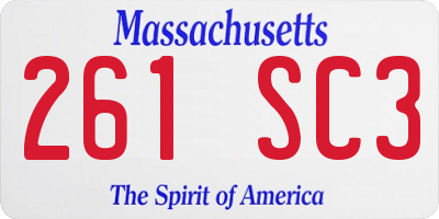 MA license plate 261SC3