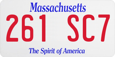 MA license plate 261SC7