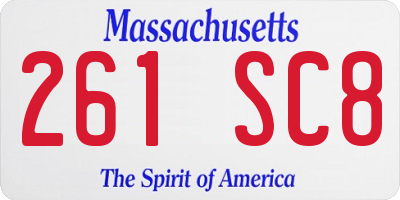 MA license plate 261SC8