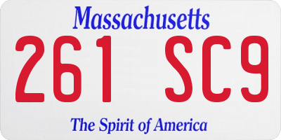 MA license plate 261SC9