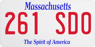 MA license plate 261SD0