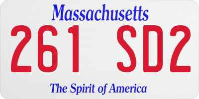 MA license plate 261SD2
