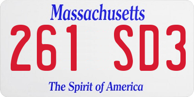 MA license plate 261SD3