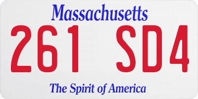MA license plate 261SD4