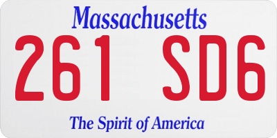 MA license plate 261SD6