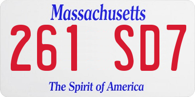 MA license plate 261SD7