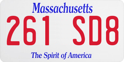 MA license plate 261SD8