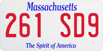MA license plate 261SD9