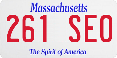 MA license plate 261SE0