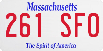MA license plate 261SF0