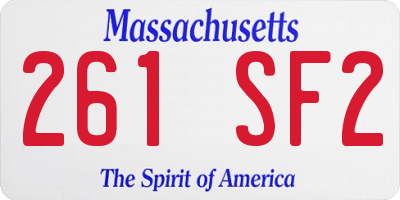 MA license plate 261SF2