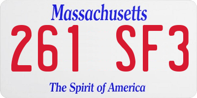 MA license plate 261SF3