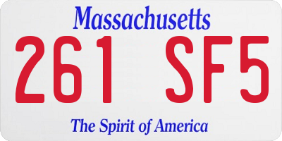 MA license plate 261SF5