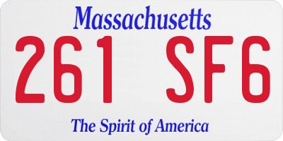 MA license plate 261SF6