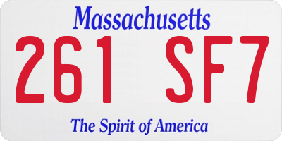 MA license plate 261SF7