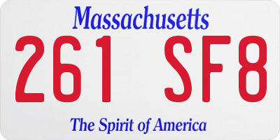 MA license plate 261SF8