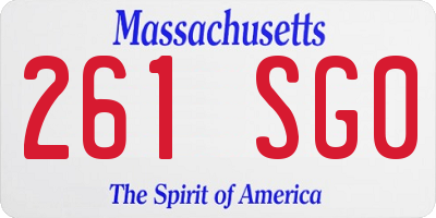 MA license plate 261SG0