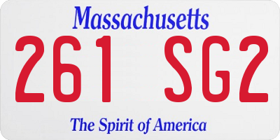 MA license plate 261SG2