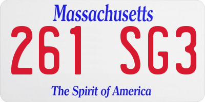 MA license plate 261SG3