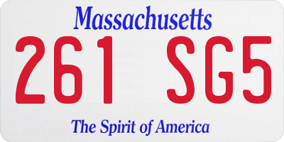 MA license plate 261SG5