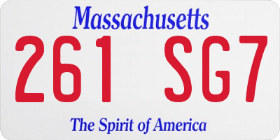MA license plate 261SG7
