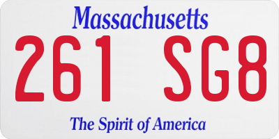 MA license plate 261SG8