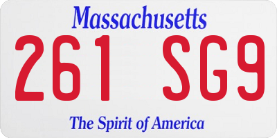 MA license plate 261SG9