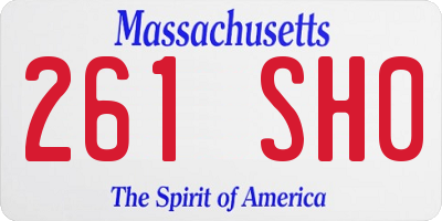 MA license plate 261SH0