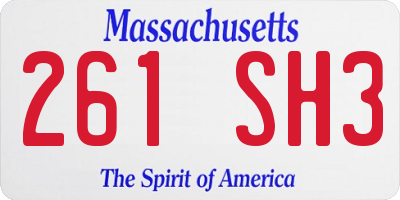 MA license plate 261SH3
