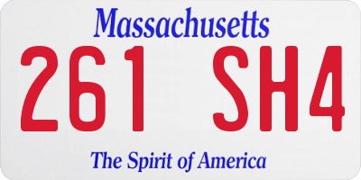 MA license plate 261SH4