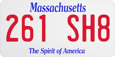 MA license plate 261SH8