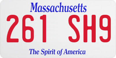 MA license plate 261SH9