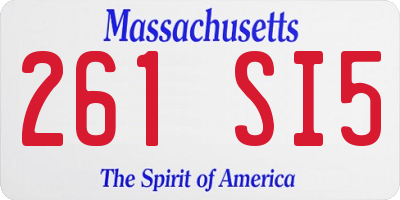 MA license plate 261SI5