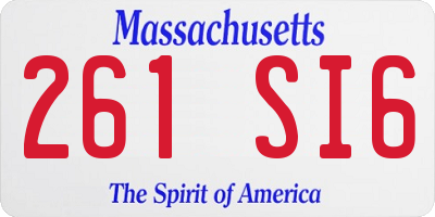 MA license plate 261SI6