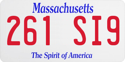 MA license plate 261SI9