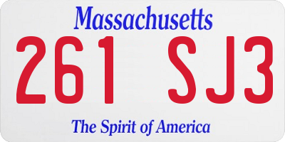 MA license plate 261SJ3