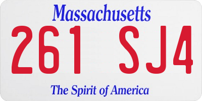 MA license plate 261SJ4