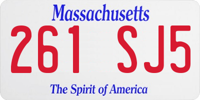 MA license plate 261SJ5