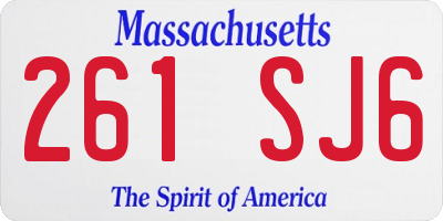 MA license plate 261SJ6